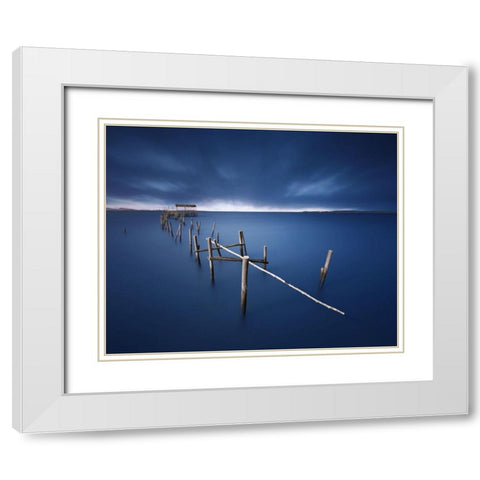 Carrasqueira Azul White Modern Wood Framed Art Print with Double Matting by Pablo De, Juan