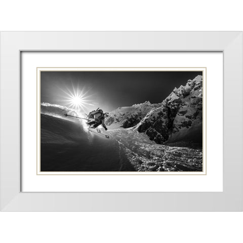 Snow Splash Over The Edge White Modern Wood Framed Art Print with Double Matting by Bertoncelj, Sandi