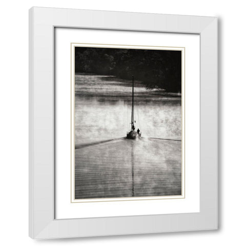 Sailing On The Smoky River... White Modern Wood Framed Art Print with Double Matting by Yu, Liyun