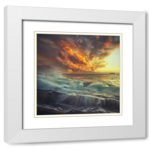 Delirium With Colors White Modern Wood Framed Art Print with Double Matting by Lazzarotti, Paolo