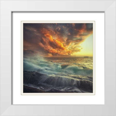 Delirium With Colors White Modern Wood Framed Art Print with Double Matting by Lazzarotti, Paolo