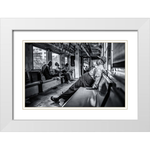By Train Around Yangon White Modern Wood Framed Art Print with Double Matting by Tagliarino, Marco