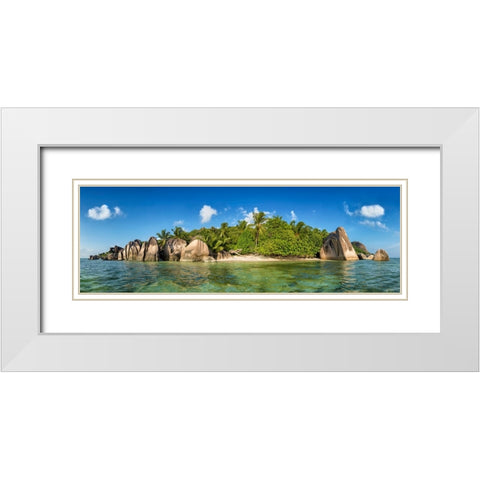 Anse Source Dargent-La Digue-Seychelles White Modern Wood Framed Art Print with Double Matting by Lenne, Thomas