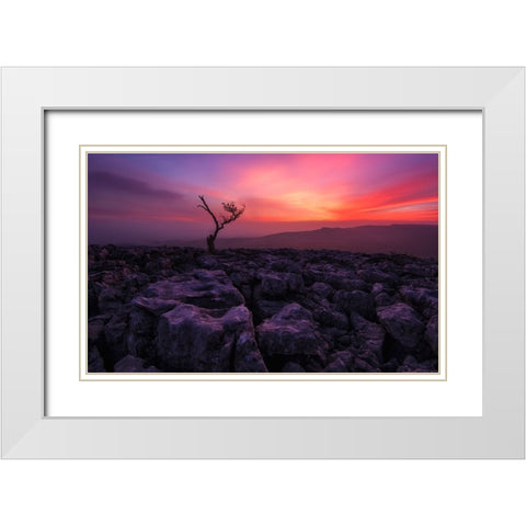 Twisleton Scar Glow White Modern Wood Framed Art Print with Double Matting by Therion