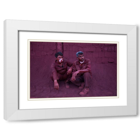 Red Worker White Modern Wood Framed Art Print with Double Matting by Naghavi Anaraki, Pantea