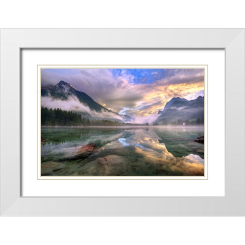 Lake Hintersee White Modern Wood Framed Art Print with Double Matting by Keller