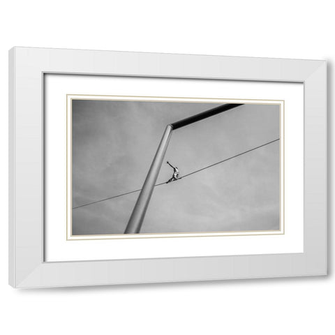 The Acrobat White Modern Wood Framed Art Print with Double Matting by L., Alessandro