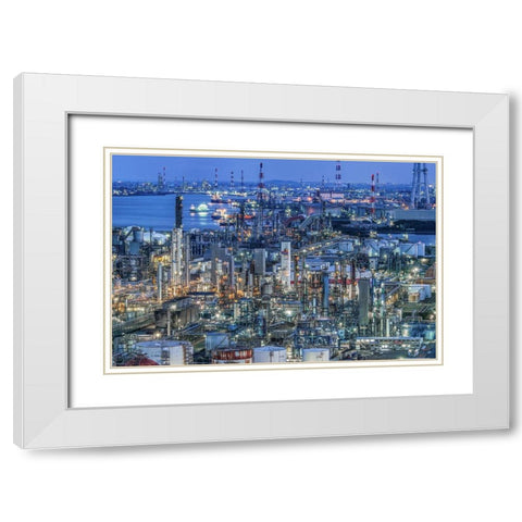 Coastal Industrial Area White Modern Wood Framed Art Print with Double Matting by Tetsurou, Kobayashi