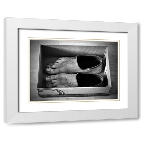 New Shoes White Modern Wood Framed Art Print with Double Matting by Gibney, Paul