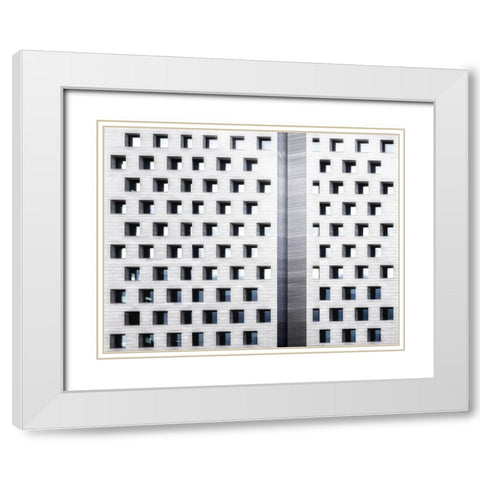 Living In A Box. White Modern Wood Framed Art Print with Double Matting by Verschelden, Harry