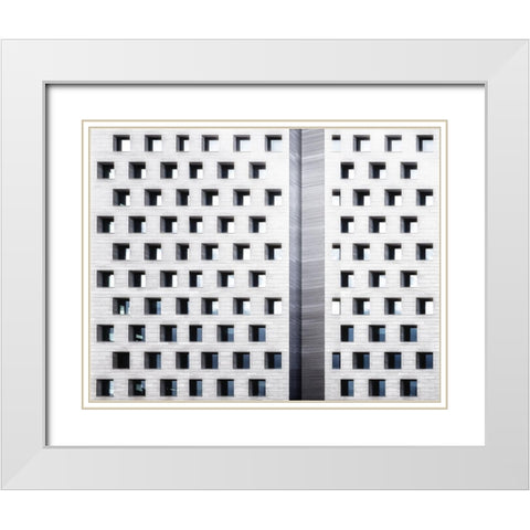 Living In A Box. White Modern Wood Framed Art Print with Double Matting by Verschelden, Harry