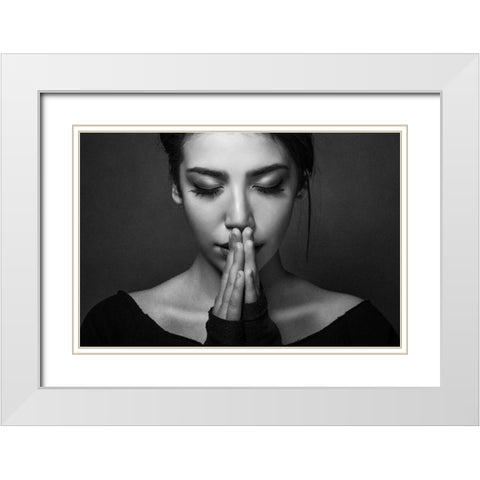Emotion White Modern Wood Framed Art Print with Double Matting by Minaeian, Ehsan