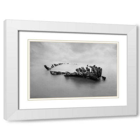 Ghost Ship White Modern Wood Framed Art Print with Double Matting by Perez, Ritxard