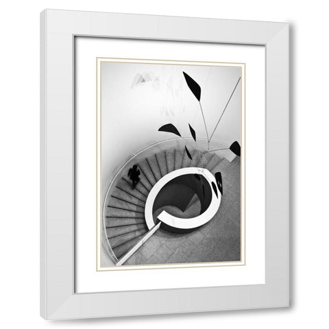 Stairs White Modern Wood Framed Art Print with Double Matting by Ferreira, Rui