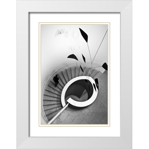 Stairs White Modern Wood Framed Art Print with Double Matting by Ferreira, Rui