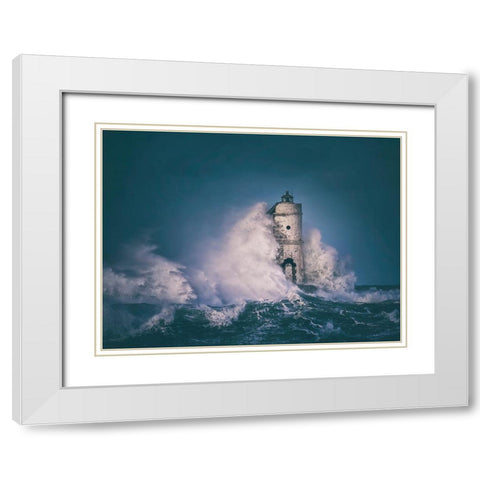 The Lighthouse Mangiabarche White Modern Wood Framed Art Print with Double Matting by Atzori, Daniele
