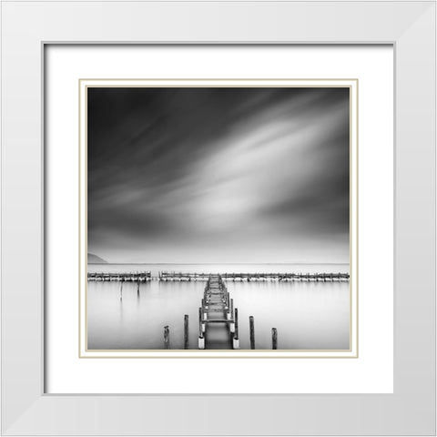 By The Sea 012 White Modern Wood Framed Art Print with Double Matting by Digalakis, George