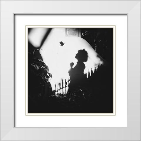 Shadows On The Wall White Modern Wood Framed Art Print with Double Matting by F, Terry