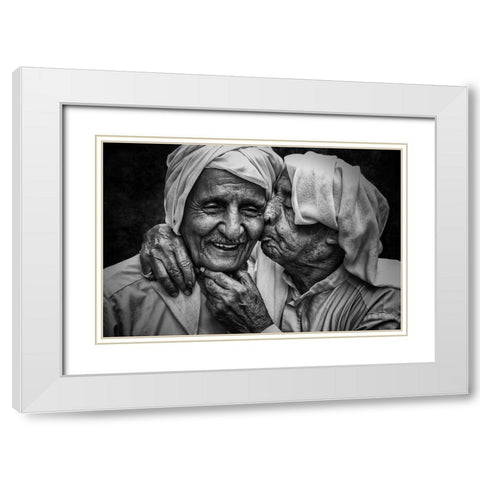 Happiness Of Men White Modern Wood Framed Art Print with Double Matting by Almakhlooq, Hameed