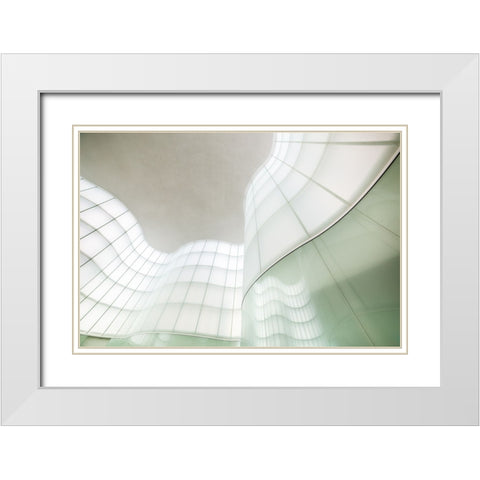 Lights And Waves White Modern Wood Framed Art Print with Double Matting by Tagliarino, Marco