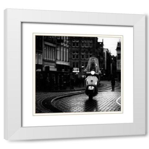 Vespa White Modern Wood Framed Art Print with Double Matting by Oncete, Julien