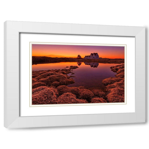 Purple Sunset White Modern Wood Framed Art Print with Double Matting by Ingibergsson, Bragi