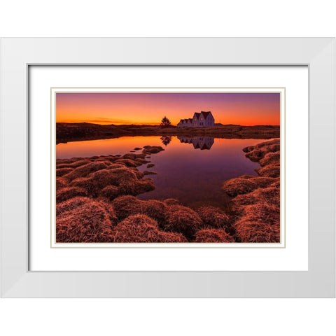 Purple Sunset White Modern Wood Framed Art Print with Double Matting by Ingibergsson, Bragi