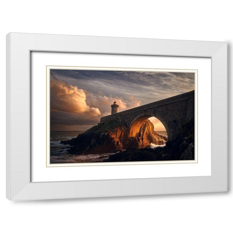Under The Bridge White Modern Wood Framed Art Print with Double Matting by Denis