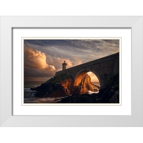Under The Bridge White Modern Wood Framed Art Print with Double Matting by Denis