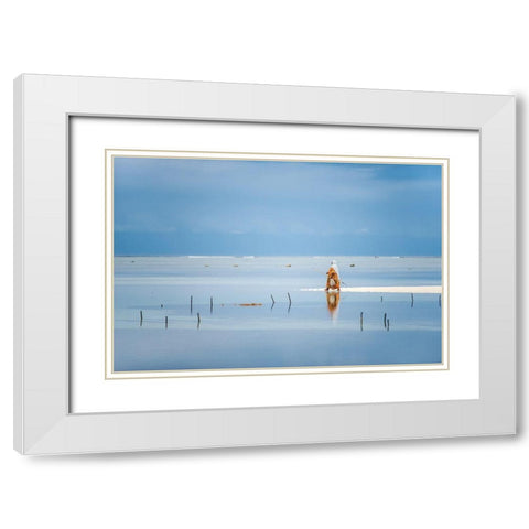 Low Tide White Modern Wood Framed Art Print with Double Matting by Milushev, Anca