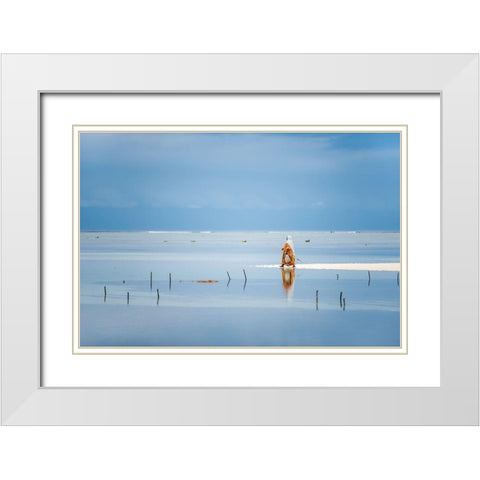Low Tide White Modern Wood Framed Art Print with Double Matting by Milushev, Anca
