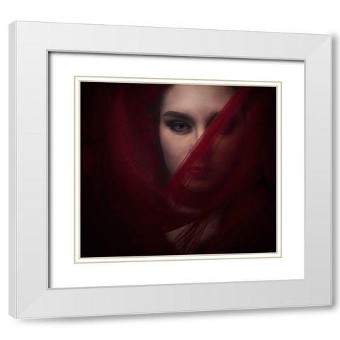 Red Panther White Modern Wood Framed Art Print with Double Matting by Hardibudi