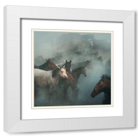 Lost Horses White Modern Wood Framed Art Print with Double Matting by Taskin, Huseyin