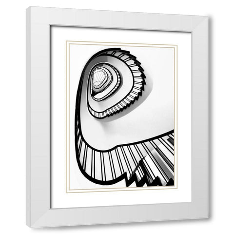 Untitled White Modern Wood Framed Art Print with Double Matting by Sahin, Ercan