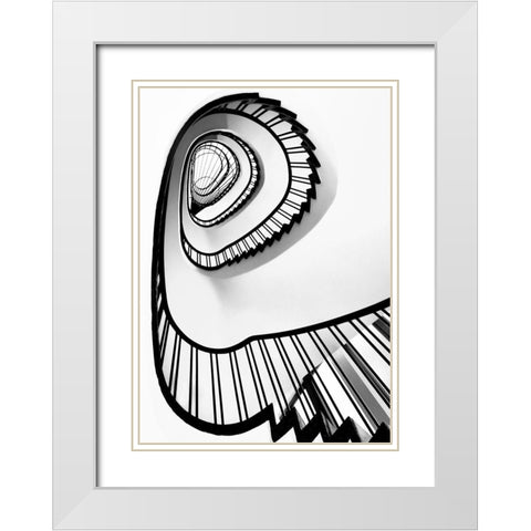 Untitled White Modern Wood Framed Art Print with Double Matting by Sahin, Ercan