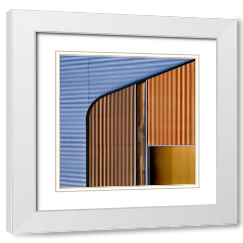 Steel A Wood. White Modern Wood Framed Art Print with Double Matting by Verschelden, Harry
