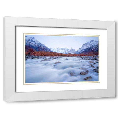 Flowing Dreams White Modern Wood Framed Art Print with Double Matting by Fan, John