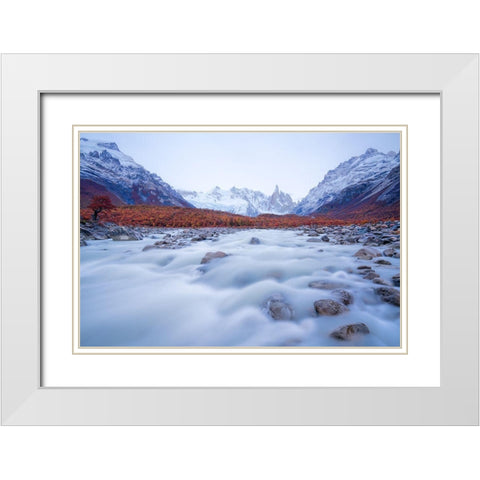 Flowing Dreams White Modern Wood Framed Art Print with Double Matting by Fan, John