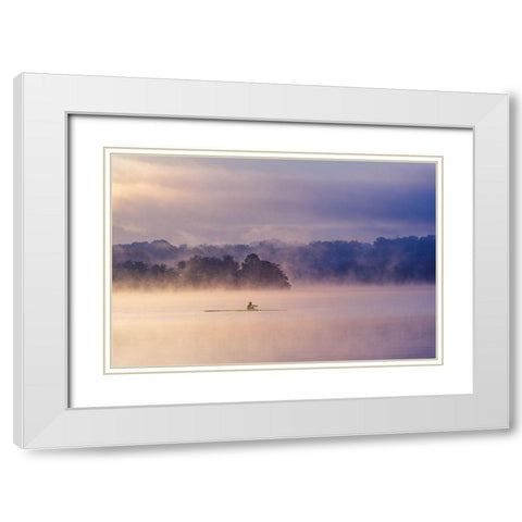 Morning Exercise White Modern Wood Framed Art Print with Double Matting by Li, Austin