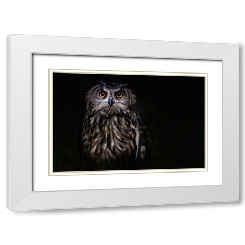 Prince Of The Night White Modern Wood Framed Art Print with Double Matting by Benezech, Martine
