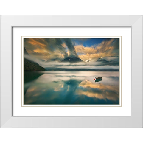 One... White Modern Wood Framed Art Print with Double Matting by Browko, Krzysztof