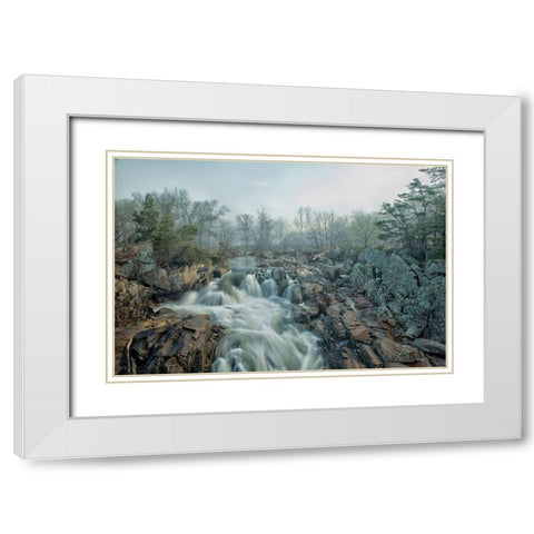 Dawn At Middle Falls White Modern Wood Framed Art Print with Double Matting by Walker, Fred