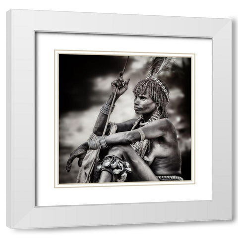 Hammer Woman White Modern Wood Framed Art Print with Double Matting by Flour, Piet