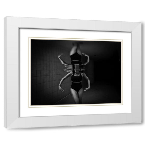 Ballerina White Modern Wood Framed Art Print with Double Matting by Zocca, Stefano