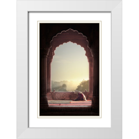Prayer White Modern Wood Framed Art Print with Double Matting by Jonas, Nadav