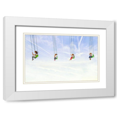 Heads In The Clouds! White Modern Wood Framed Art Print with Double Matting by Cinteza, Marius