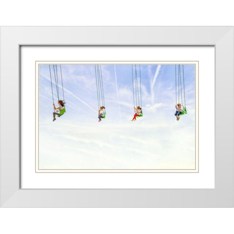 Heads In The Clouds! White Modern Wood Framed Art Print with Double Matting by Cinteza, Marius
