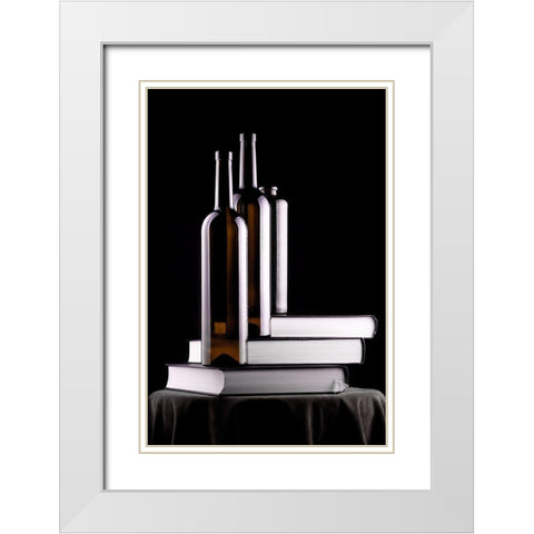 Still Life With Books White Modern Wood Framed Art Print with Double Matting by Barkow, Brig