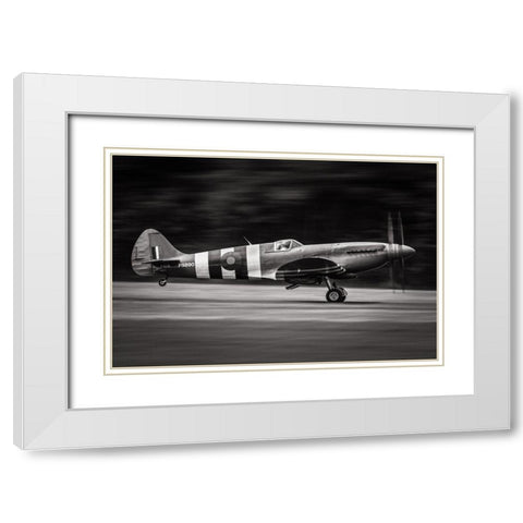 Spitfire Mk Xix White Modern Wood Framed Art Print with Double Matting by JLP