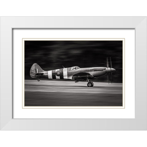 Spitfire Mk Xix White Modern Wood Framed Art Print with Double Matting by JLP